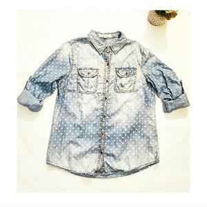 SOLD Denim geometric print button SOLD